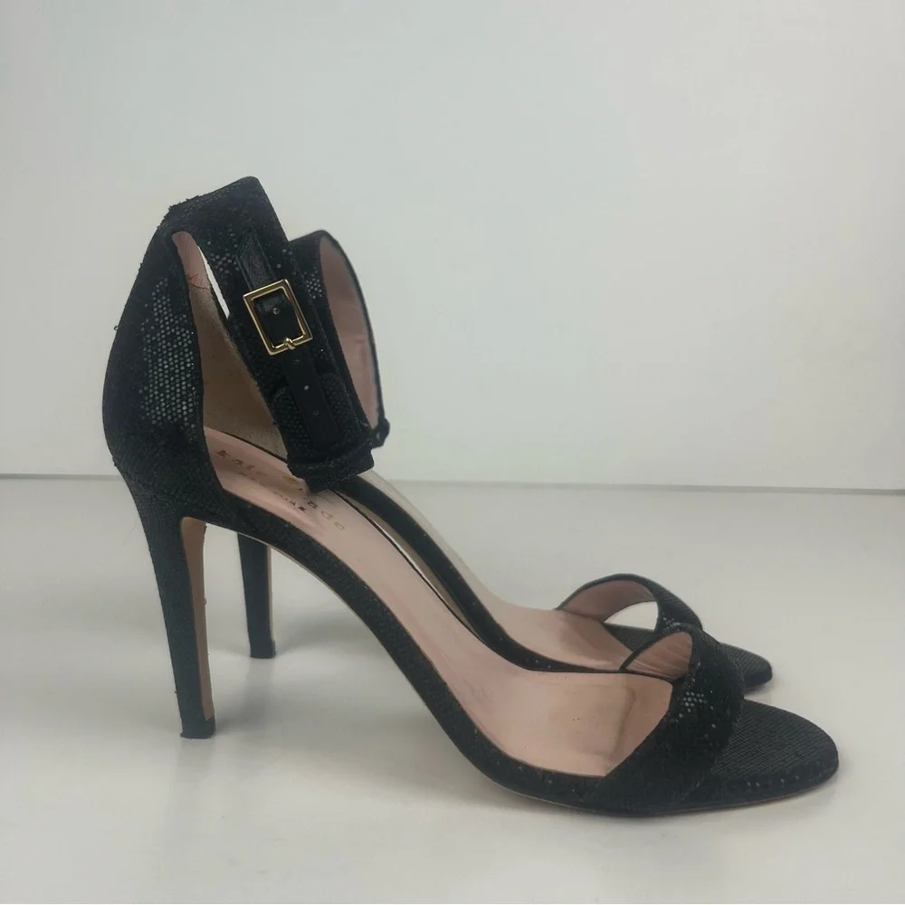 Kate Spade Black Sequin Ankle Strap‎ Pumps SZ 7
